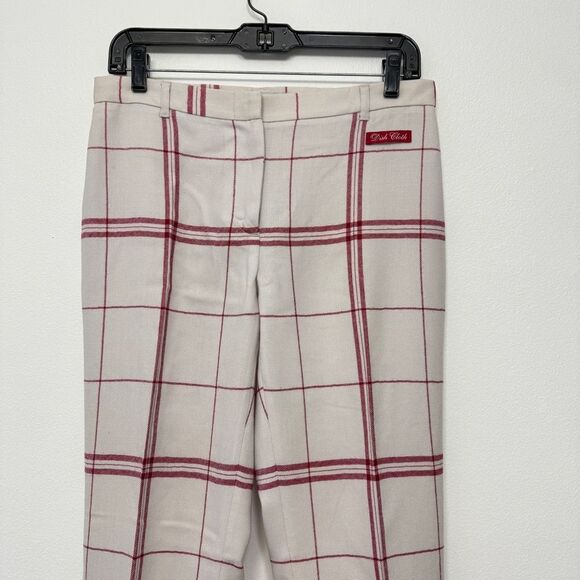 Vintage Moschino Iconic Dish Cloth Red Plaid Pants Size USA 8 - Picture 2 of 14